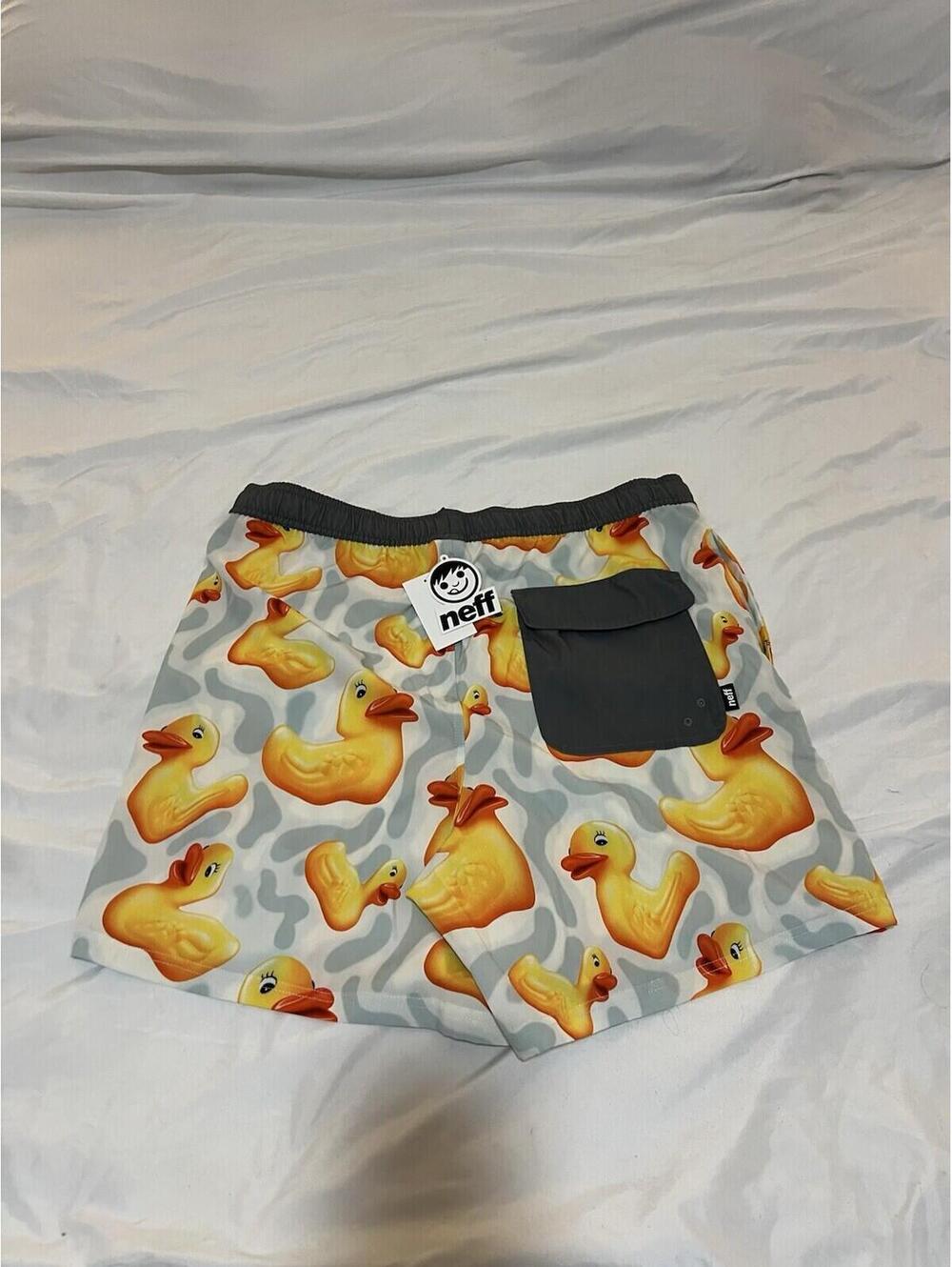 Neff What The duck Swim Trunks Mens XL Blue Lucky Ducky Shorts NWT 384